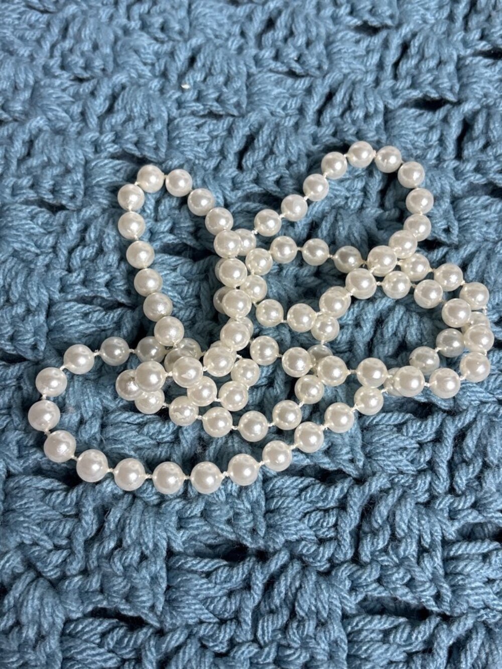 Vintage Plastic Faux Pearl Beaded Necklace 34 inches Long